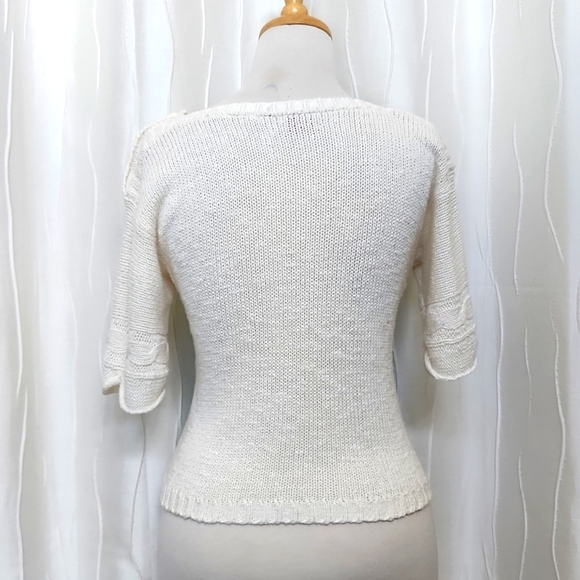 Vintage Pronto Moda Knit Crochet Nautical Sweater Top - Picture 4 of 5